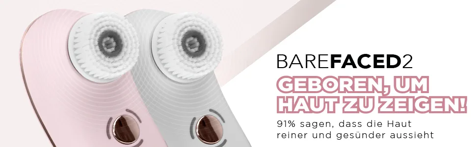 Magnitone London BareFaced 2 Vibra-Sonic Cleansing Brush for Daily Facial Cleansing - Pink - top banner