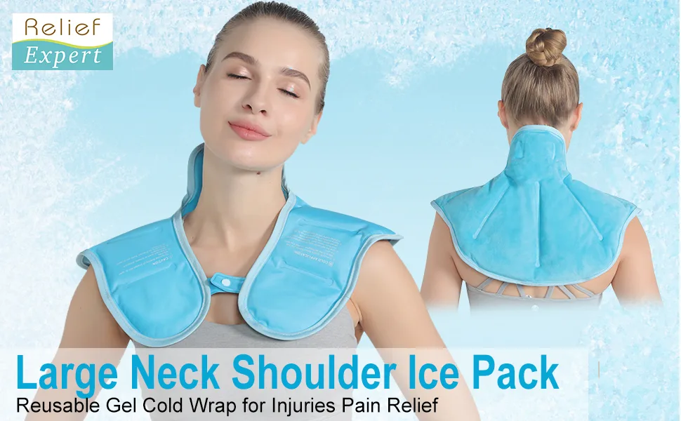 Relief Expert Neck Ice Pack Wrap, Ice Pack for Neck and Shoulder Injuries Reusable Neck Cold Pack for Shoulders and Upper Back Pain Relief Blue - neck shoulder ice pack