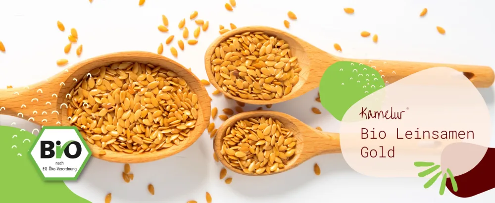 Kamelur Organic Gold Linseed Whole from EU Agriculture (500g) - Organic Gold Linseed without additives 500 GR - Bio Goldleinsamen
