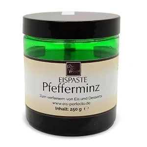 Peppermint ice cream trap for refreshing delicious ice cream also for refining desserts drinks chocolates cake creams and much more Content 250 g pepfermint - Pfefferminz Eispaste