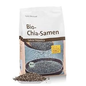 Sanct Bernhard organic chia seeds rich in plant-based omega-3 fatty acids content 1000 g - chia