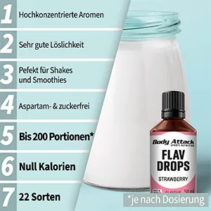 Body Attack Flavdrops sugar-free flavor drops Vegan without aspartame Blueberry 3-pack 3x 50 ml - Flav Drops