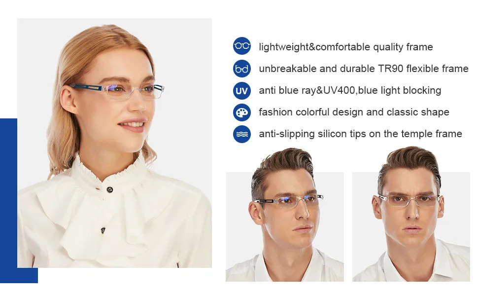 Blue Light Blocking Reading Glasses for Women Men, 5 Pack Clear Frame Lightweight Rimless Computer Readers Anti Glare, 1.5 5 Pack Indigo Blue 1.5 x - Blue Light Blocking Computer frameless Reading Glasses Rimless Readers 1.0 1.5 2.0 2.5 3.0 3.5 4.0