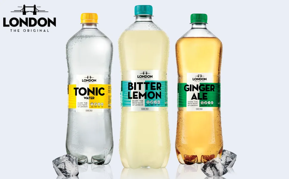 London Ginger Ale 6x1ltr - London Bitters: Bitter Lemon, Tonic, WildBerry, Ginger Ale