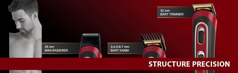 Rowe beard trimmer TN4422F0 bk/rd | Structure Precision - product information 1