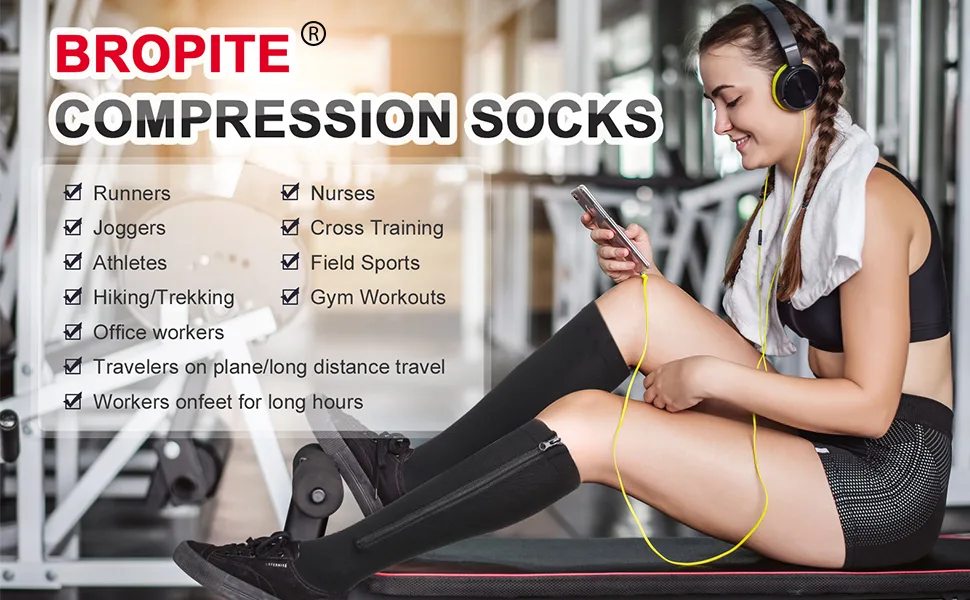 bropite compression socks with zipper 2 pairs calf height open toe compression socks XXL A- BLACK - Kompressionsstrümpfe mit Reißverschluss