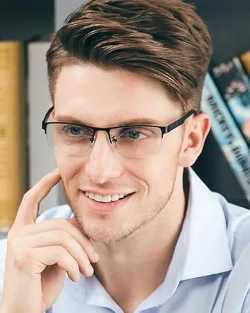 Cyxus Blue Light Glasses for Men Semi Rim Glasses Crystal Lens Rimless Glasses Computer Glasses UV Blocking Gaming Eyeglasses 10 - Black Gold - Blue light glasses men