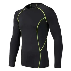 BUYKUD Children's Functional Shirt Long Sleeve Running Tracksuits Football Compression Shirt 128 Black - Grün