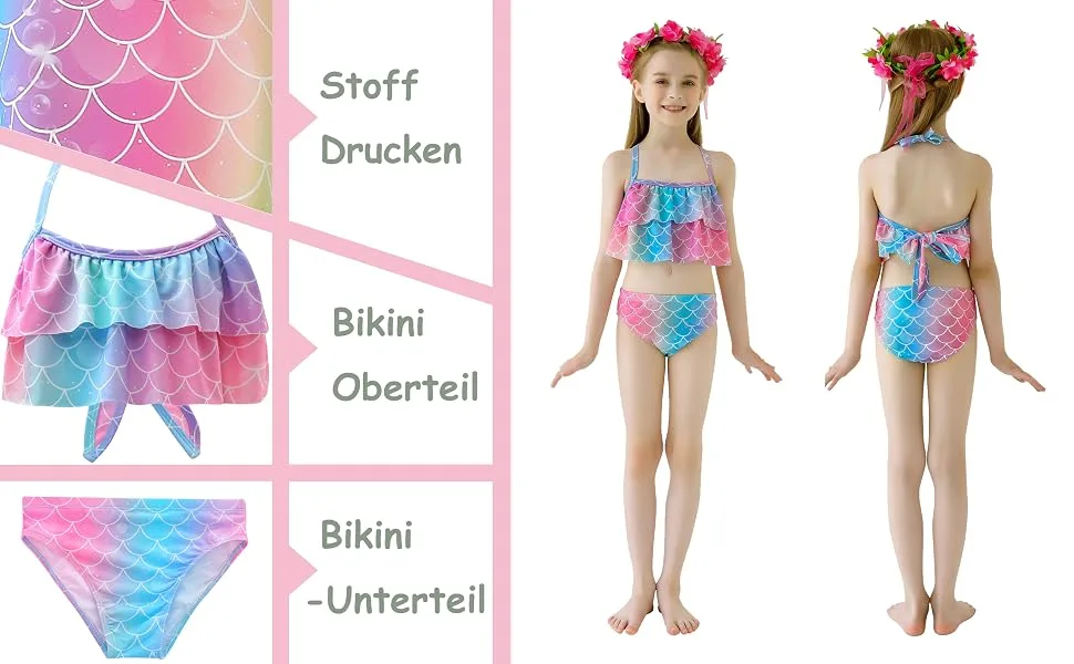 shepretty children's mermaid tail for swimming with mermaid fin fenM24-110 - product information 3
