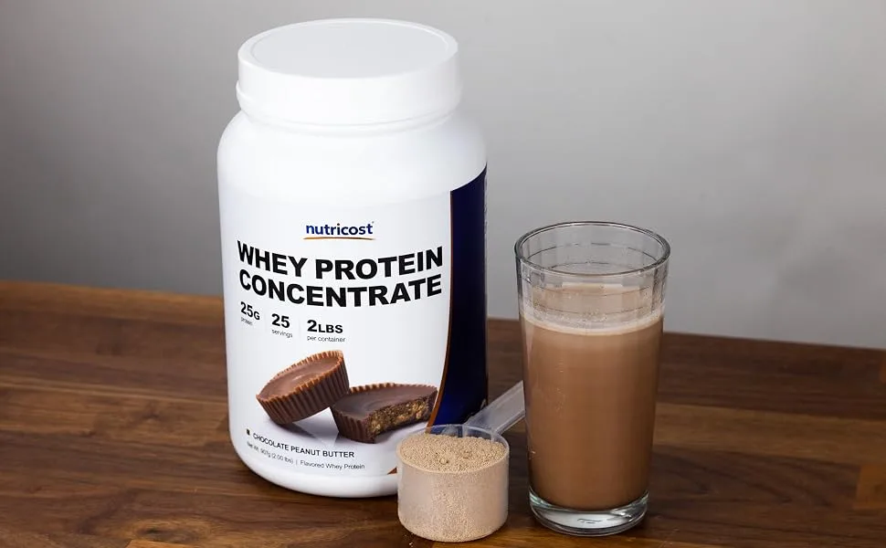 Nutricost Whey Protein Concentrate (Vanilla) 5LBS Vanilla 5 Pound (Pack of 1) - Nutricost Whey Protein Concentrate Chocolate Peanut Butter 2 Lbs 25 Servings 25 Grams of Protein