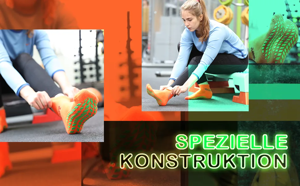 Rainbow Socks - Neo ABS Sport Socks - Women Men Neon Sneaker Sport Stopper Socks 47-50 1x Blue - Special construction