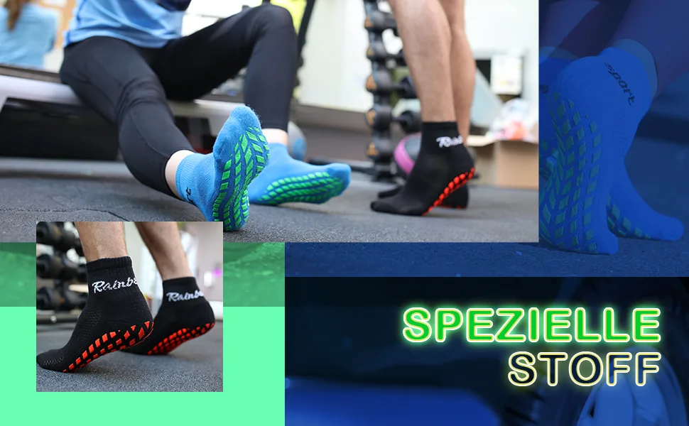 Rainbow Socks - Neo ABS Sport Socks - Women Men Neon Sneaker Sport Stopper Socks 47-50 1x Blue - Special material