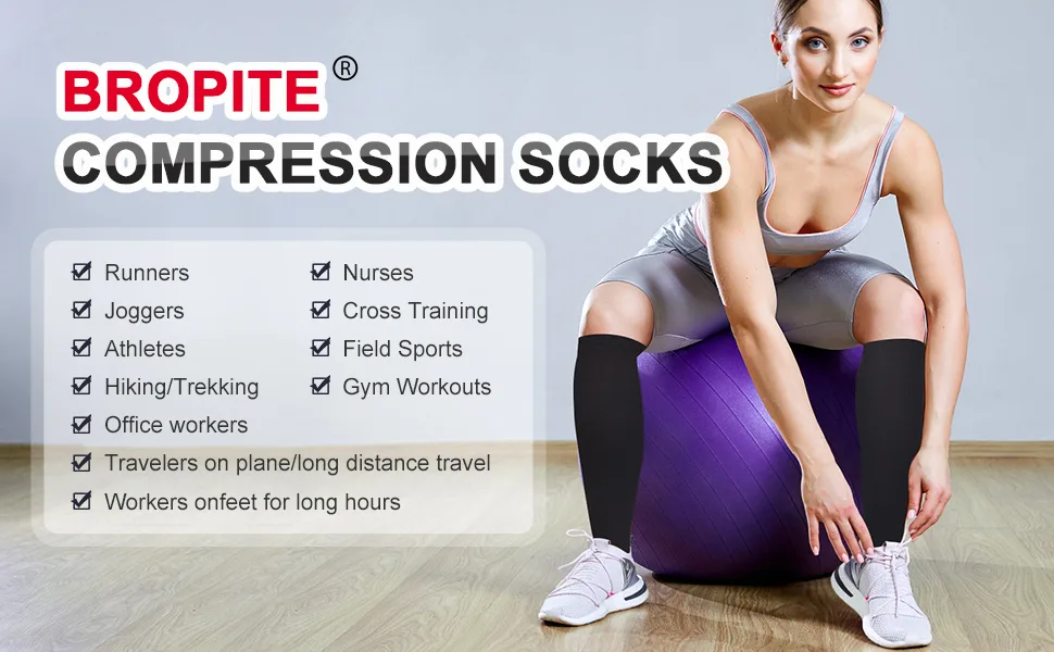 bropite Open Toe Compression Socks 2 Pairs Toeless Compression Socks for Women and Men SM A - Black - compression socks