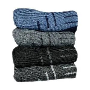 Frostfighter Men's Thermal Socks (6x Pairs) Winter Ski Terry Cloth Lining 47-50 Black Blue Grey - Stapel Socken