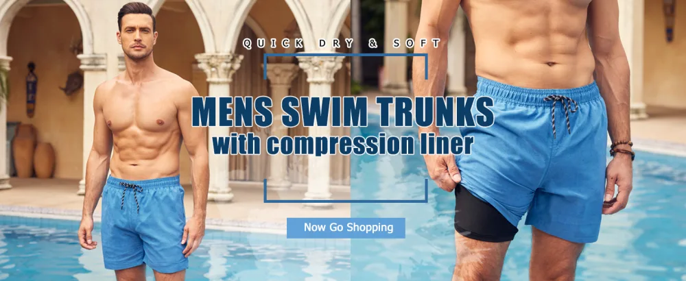 Ai'mage swimming trunks for men with compression liner 2 in 1 bathing shorts men elastic training shorts tunnel train with bags S-XXL M white - product information 1