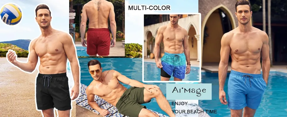 Ai'mage swimming trunks for men with compression liner 2 in 1 bathing shorts men elastic training shorts tunnel train with bags S-XXL M white - product information 2