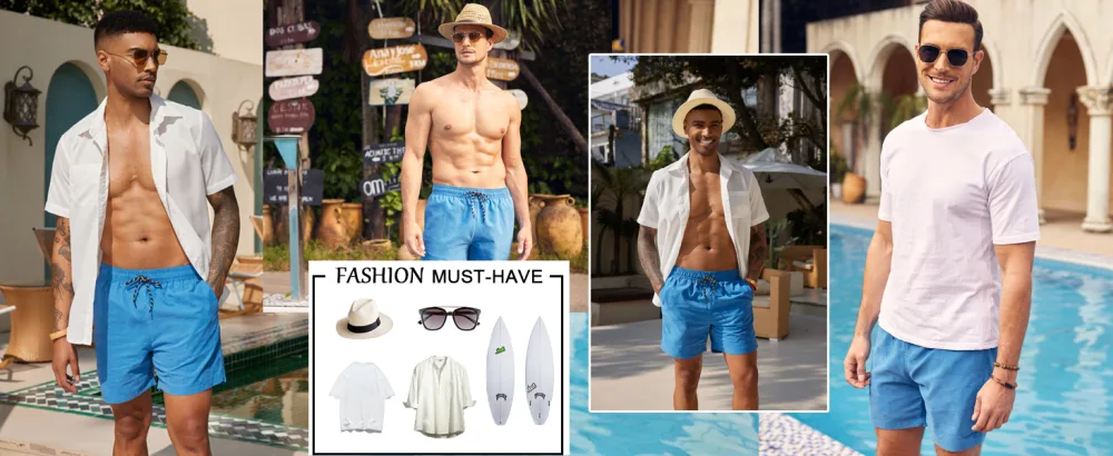 Ai'mage swimming trunks for men with compression liner 2 in 1 bathing shorts men elastic training shorts tunnel train with bags S-XXL M white - product information 3