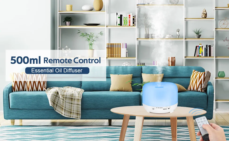 Aromatherapy Essential Oil Diffuser for Room: 500ml Aroma Air Humidifier Remote Control for Home Large & Small Rooms - Ultrasonic Cool Mist Diffusers Oils Vaporizer with Light & Timer Bedroom Office A - Light White - 500ml Remote Control Essential Oil Diffuser