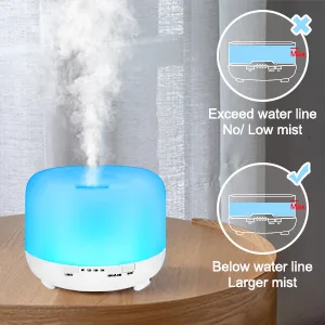 Aromatherapy Essential Oil Diffuser for Room: 500ml Aroma Air Humidifier Remote Control for Home Large & Small Rooms - Ultrasonic Cool Mist Diffusers Oils Vaporizer with Light & Timer Bedroom Office A - Light White - Waterless Auto-off Diffuser