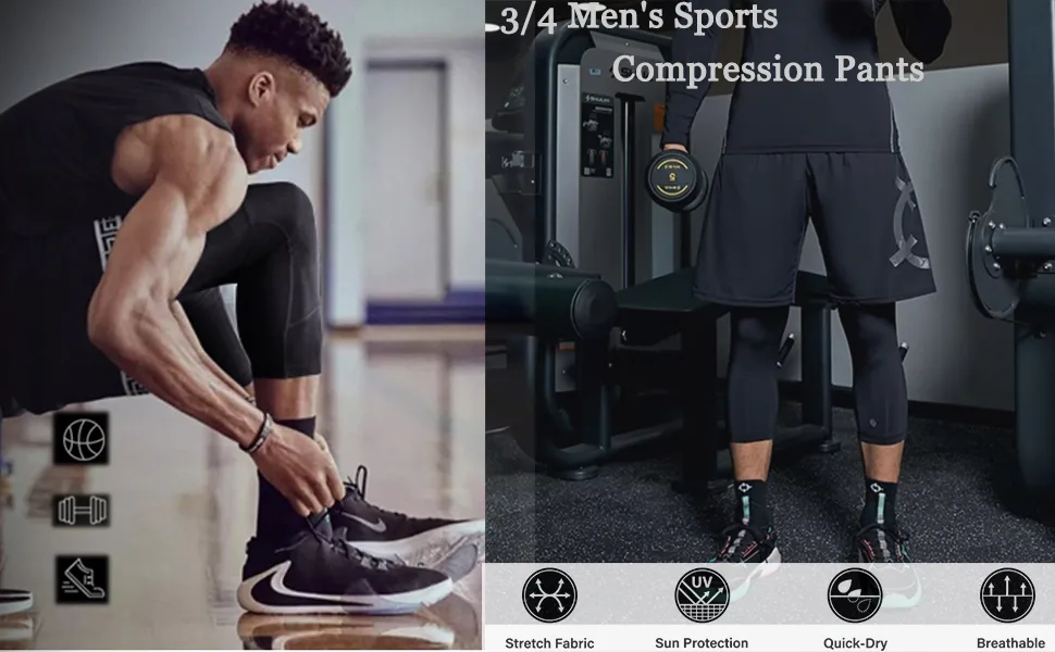 SMATSTYLE compression pants Men Lang Sport-Eggings Running trousers Breathable Functional Pants Tights Sports Pants Fast-drying Training Pants M Whitish-Gray - product information 1
