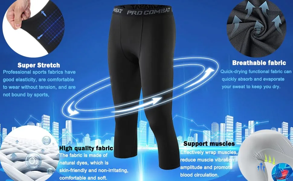SMATSTYLE compression pants Men Lang Sport-Eggings Running trousers Breathable Functional Pants Tights Sports Pants Fast-drying Training Pants M Whitish-Gray - product information 2