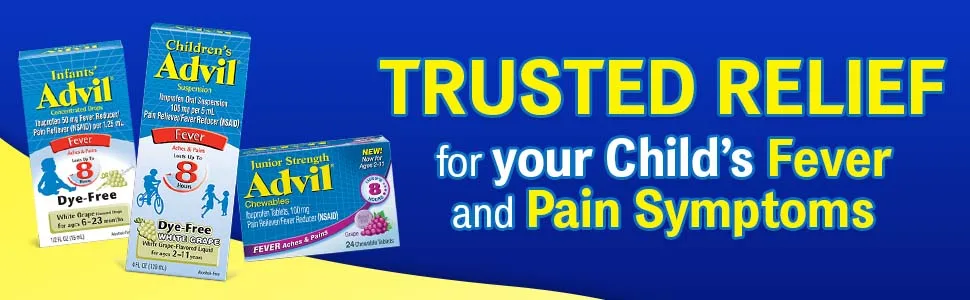 Advil Junior Strength Chewable Ibuprofen Pain Reliever and Fever Reducer, Grape, 24 Count,pack of 3 24 Count (Pack of 3) - Trusted Relief for your Child