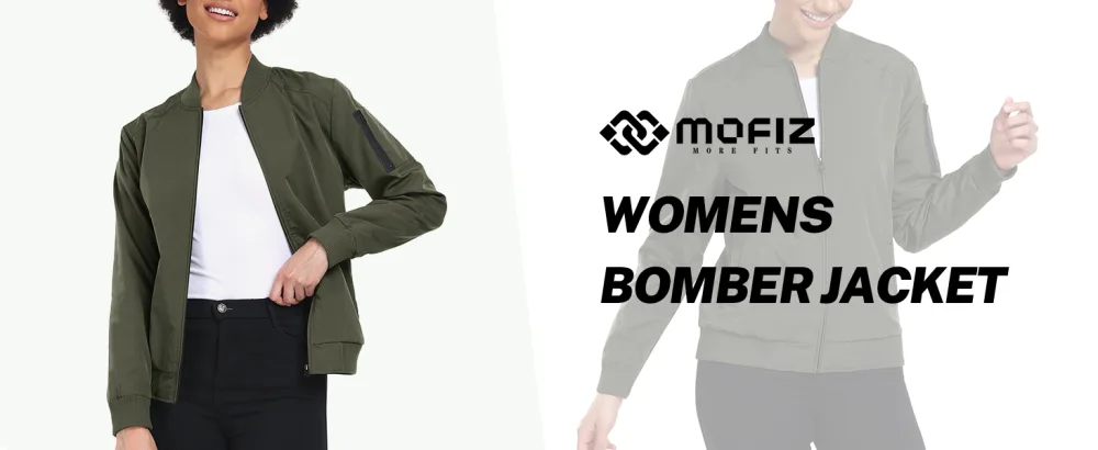 MoFiz Bomber Jacket Women Spring Light Summer Jacket Casual College Jacket Leisure Jacket Full Zipper XXL Red - blouson damen jacke sommer