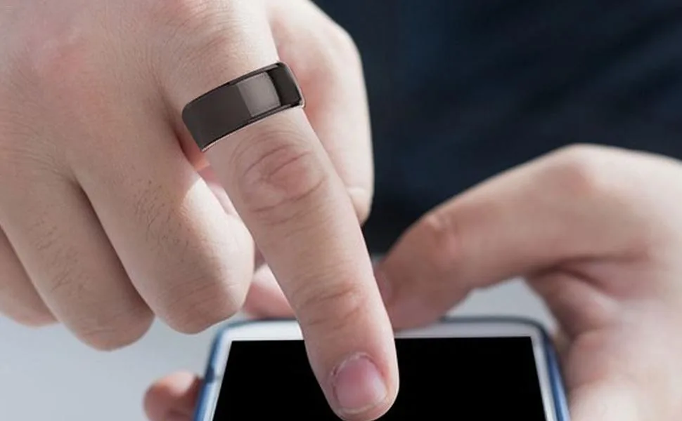 Teksome R5 Smart Ring |Waterproof Smart Ring with 2 health stones 6 RFID cards |Intelligent portable device smart ring 128 GB wireless disk sharing for smartphones - Gesundheitsring