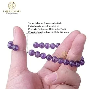Emilys Gems Power - Chakra Bracelets | Stretchable | 8mm Natural Stone - For your well-being Colorful Agate - Ansicht einer Hand, Fingern dehnen das Armband, super dehnbar und elastisch