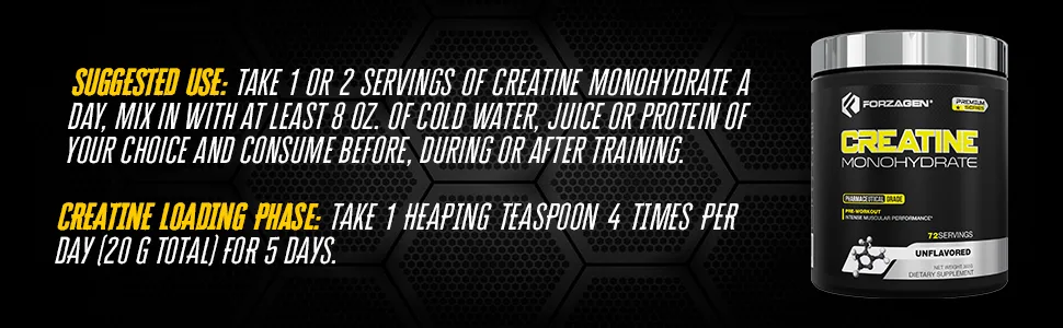 Forzagen Creatine Monohydrate Powder Unflavored - (72 Servings) 72 Servings (Pack of 1) - creatine monohydrate creatine powder creatine 72 servings