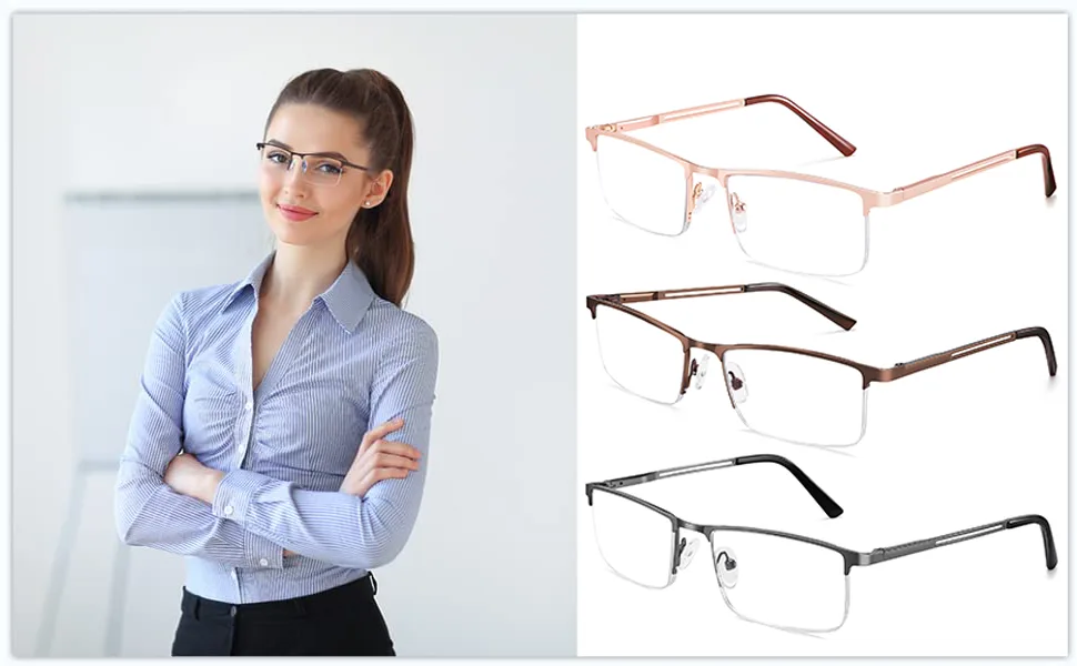 HUYAOPT 3-Pack Blue Light Blocking Reading Glasses Men Women Spring Hinge Computer Reading Glasses Metal Frame (Mixed Color, 1.0) Mixed Color 3pcs 1.0 x - Blue Light Reading Glasses
