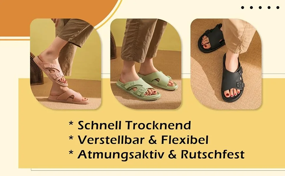 VEXTIO adjustable mules with soft footbed and buckles summer sandals non-slip unisex size 35-45 42/43 EU Birk Black - SK-970-600-3