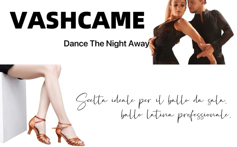 VASHCAME - Women's High Heel Dance Shoes Standard/Latin Beige Heel Height 7cm 39 EU - Titel