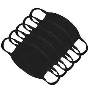 Bio-th Cloth Face Masks Reusable Washable - 5 Pack Black Face Masks Breathable Premium Comfort Ear loop Cotton Men Women L/XL - Cloth Mask