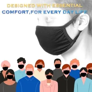 Bio-th Cloth Face Masks Reusable Washable - 5 Pack Black Face Masks Breathable Premium Comfort Ear loop Cotton Men Women L/XL - Unisex