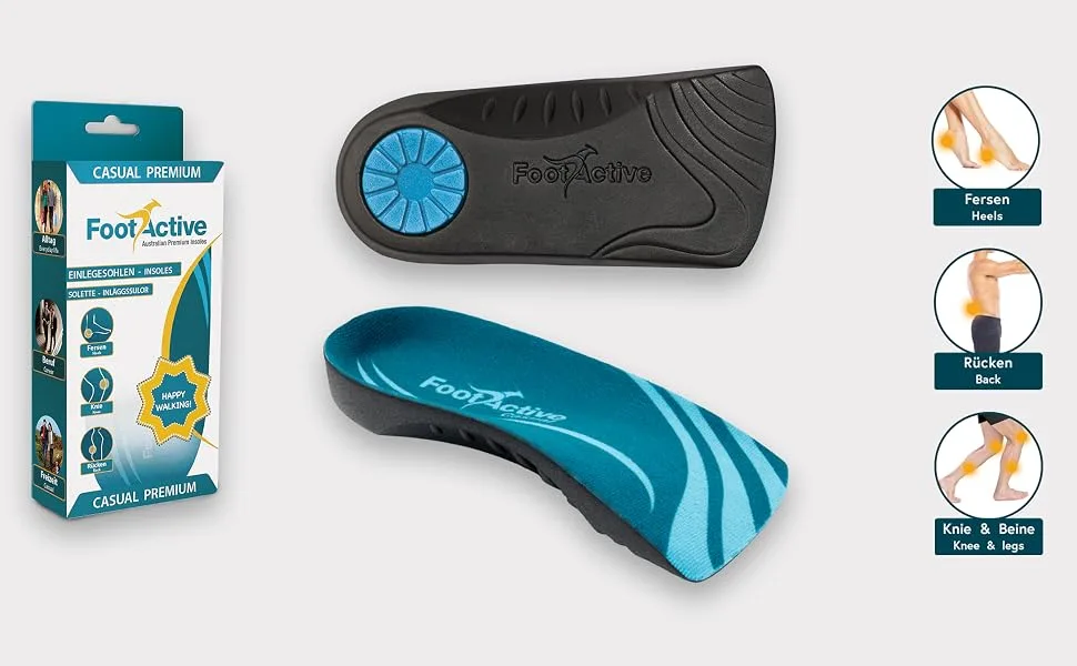 FootActive CASUAL PREMIUM - for heel spurs and foot problems. 3/4 sole turquoise 39/41 EU - casual premium footactive