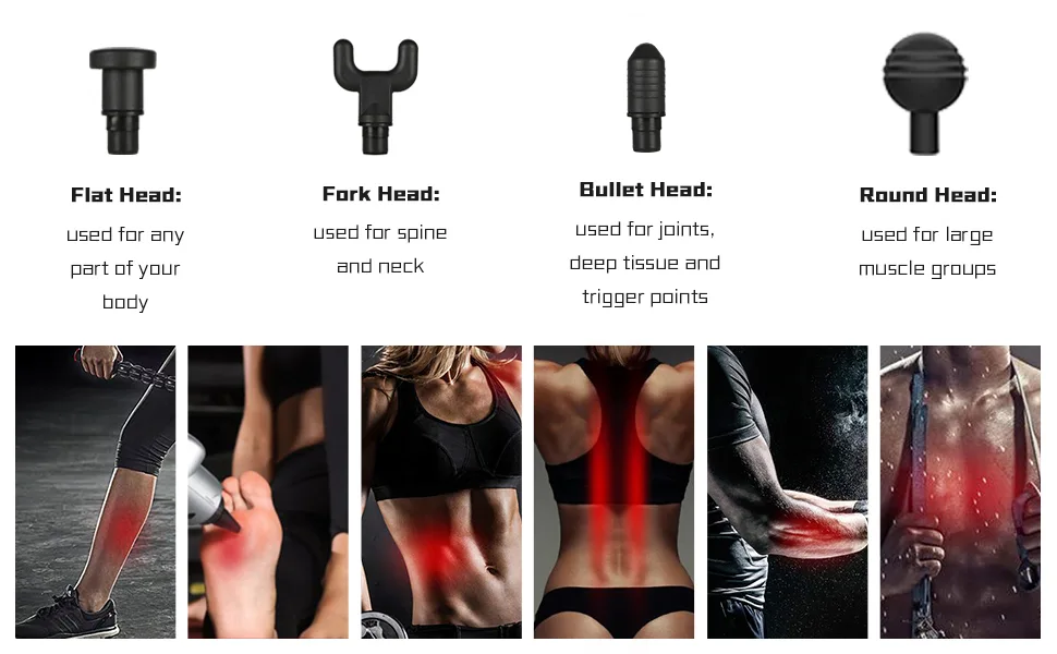 Deep Tissue Massage Gun with 6 Adjustable Speed 4 Detachable Massage Head ,Cordless Handheld Deep Tissue Percussion for Deep Relaxation, Chargeable Percussion Device Quiet for Neck Back Muscle (Black) - product information 3