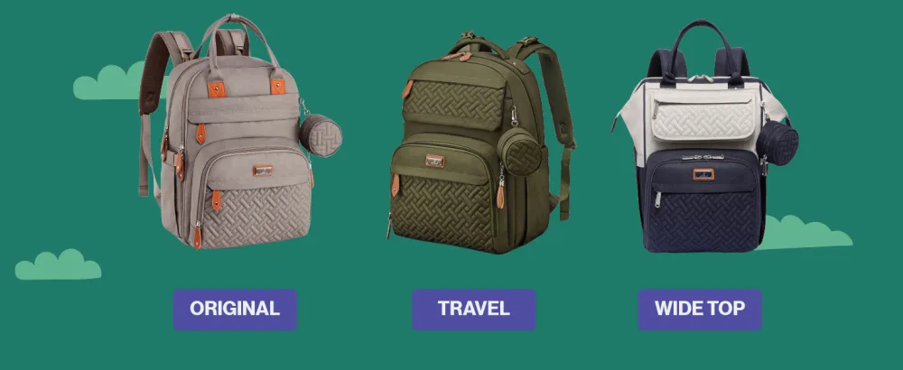 BabbleRoo Diaper Bag Backpack Large Diaper Backpack with Changing Mat Pacifier Bag & Stroller Straps Pink - Babbleroo Babytasche, die Ihnen den Rücken frei hält.