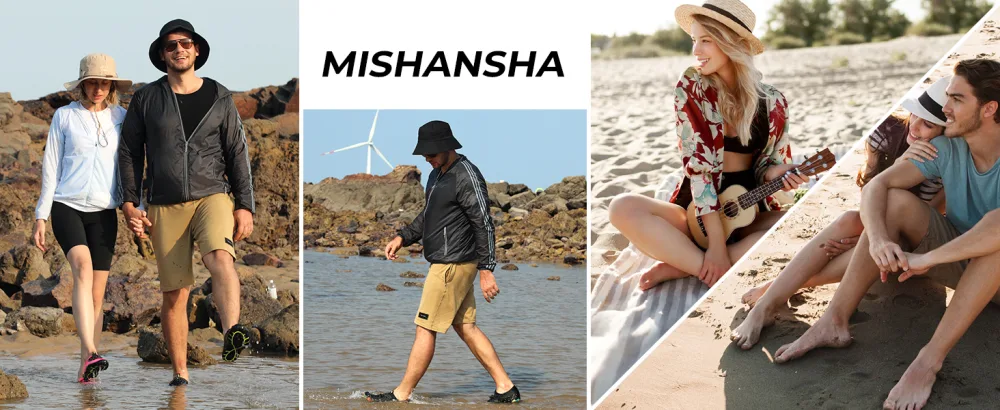 Mishansha Unisex Bathing Shoes Lightweight Breathable Non-Slip Barefoot Shoes with Thick Sole Size 36-46 Black Soot 43 EU - Badeschuhe Herren