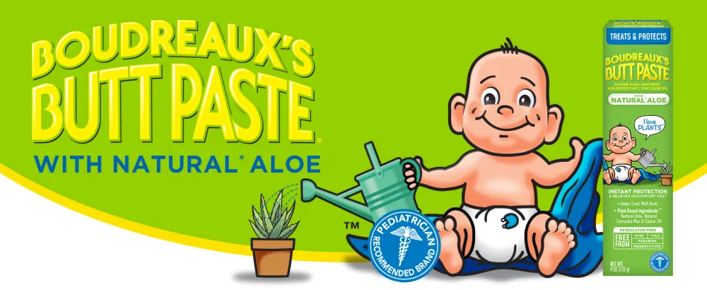 Boudreaux's Butt Paste 4oz Butt Barrier Ointment and 4oz Natural Aloe Diaper Rash Ointment Aloe Bundle - Boudreaux