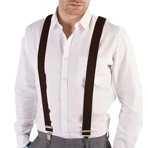Boolavard TM Braces/Suspenders One Size Fully Adjustable Y-Shaped with Strong Clips Dark Blue - Verstellbare Träger