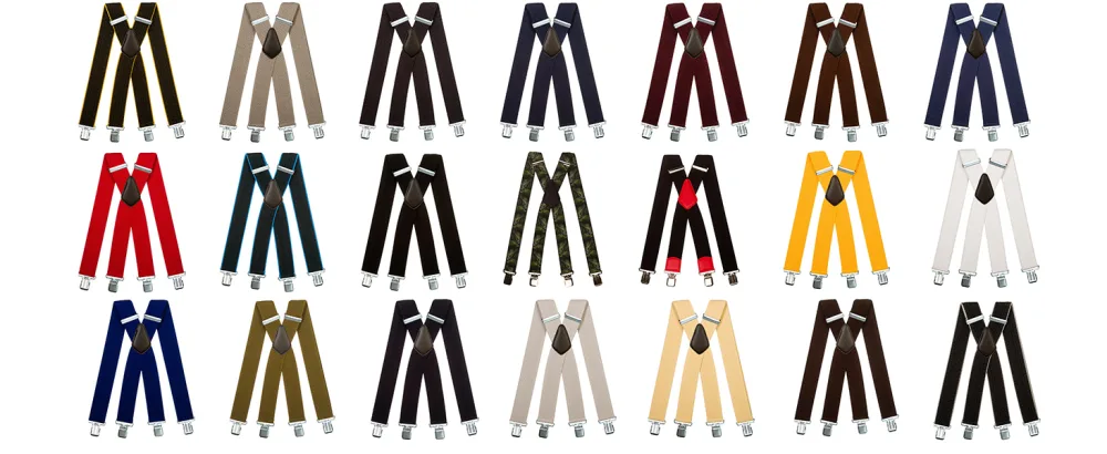 Olata Extra Width Men's H zf rs x shape with black or silver braces clips and thick fabric-5 cm black (black clips) - Selection A