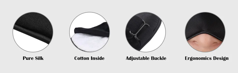 Sleep Mask, Natural Silk Eye Mask Super Smooth Blindfold Sleeping Mask by Jazzznap, Black - Eye Mask
