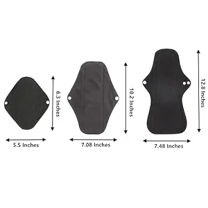 Asenappy 4 PCs Cloth Sanitary Pads Reusable X Large Cloth Menstrual Pads for Heavy Flow Night Use + Wet Bag Multicolor B - product information 7