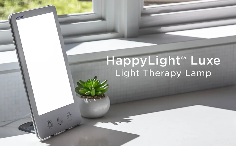Verilux® HappyLight® Luxe - UV-Free LED Therapy Lamp, Bright White Light with 10,000 Lux, Adjustable Brightness, Color, and Countdown Timer - HappyLight Luxe