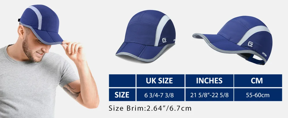 GADIEMKENSD UPF50+ Folding Outdoor Hat Unstructured Reflective Design Breathable Soft Sport Cap for Outdoor Sport Reflective White - Größe:55-60cm.