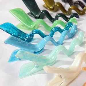 1pc wave hair clip mini in sky blue approx. 9cm long - Made in Germany - WeLoveBeads - blaugrün