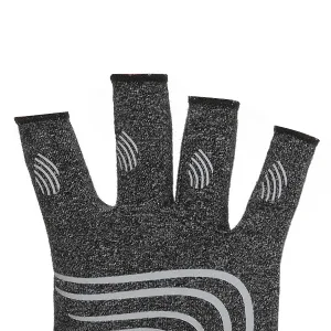 Duerer arthritis compression gloves with straps ladies men for RSI carpal tunnel rheumatism tendonal inflammation hand pain hand support fingerless gloves for computer gray m - duerer