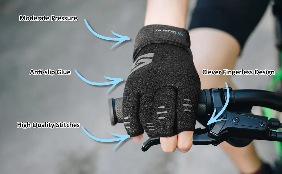 Duerer arthritis compression gloves with straps ladies men for RSI carpal tunnel rheumatism tendonal inflammation hand pain hand support fingerless gloves for computer gray m - duerer