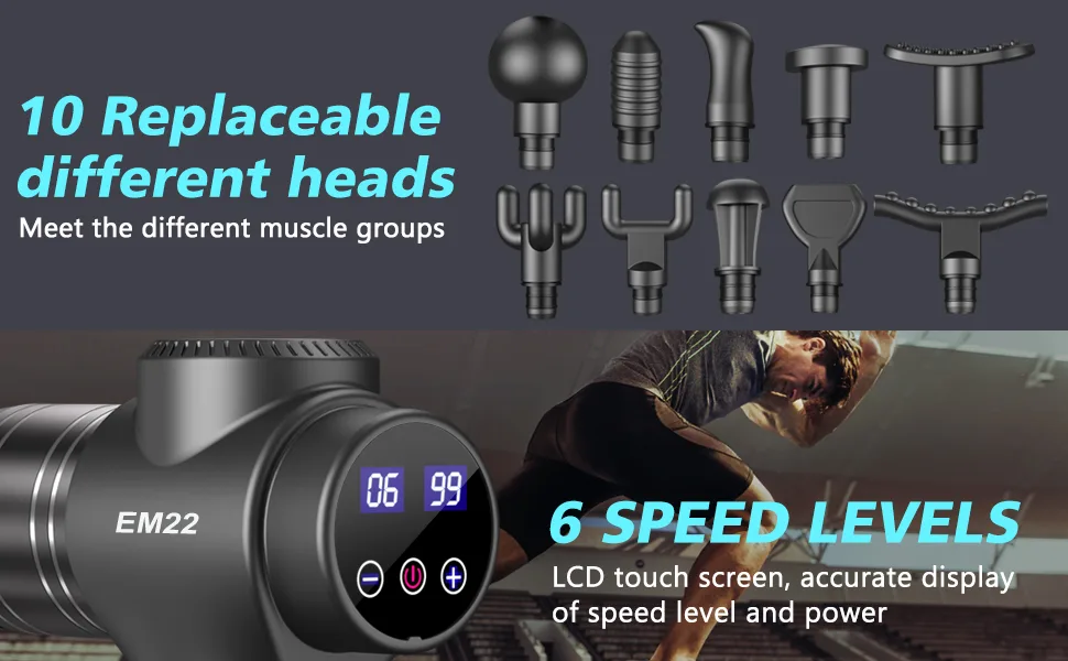 Massage Gun Deep Tissue Muscle Massager Percussion Massage Gun for Athletes, Grey - product information 7